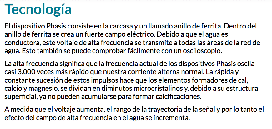 Descalcificador tecnología Phasis proyectoflex ablandador